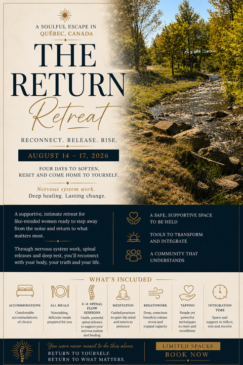 Woodland and creek featured in The Return Retreat artwork shared by Jen
